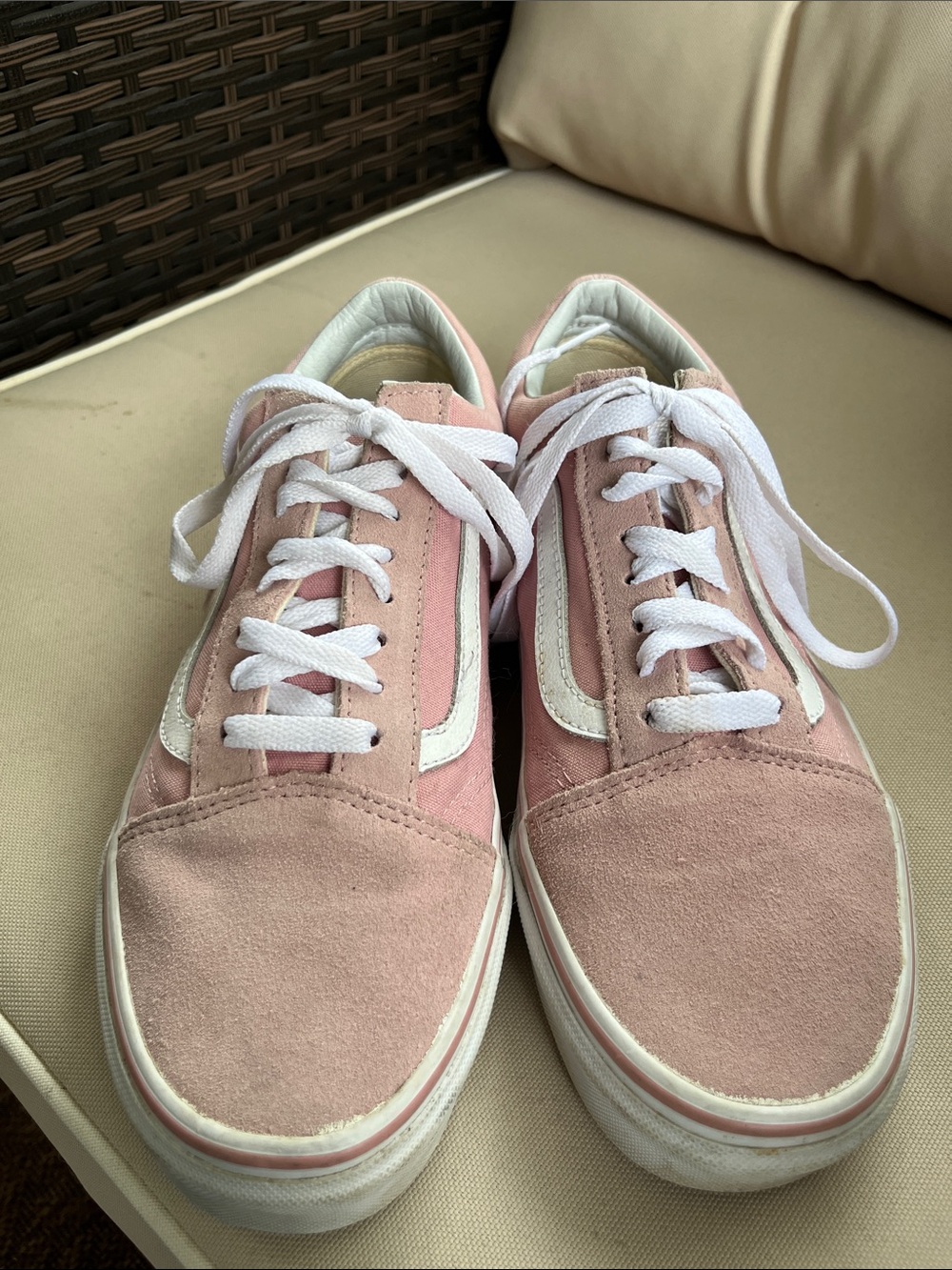 Vans Women's Low-Top Pink Suede & Canvas Sneakers with White Stripe